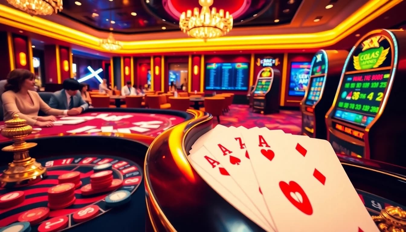 Exciting online gambling scene at XX 88 featuring roulette, winning poker hands, and jackpot slots.