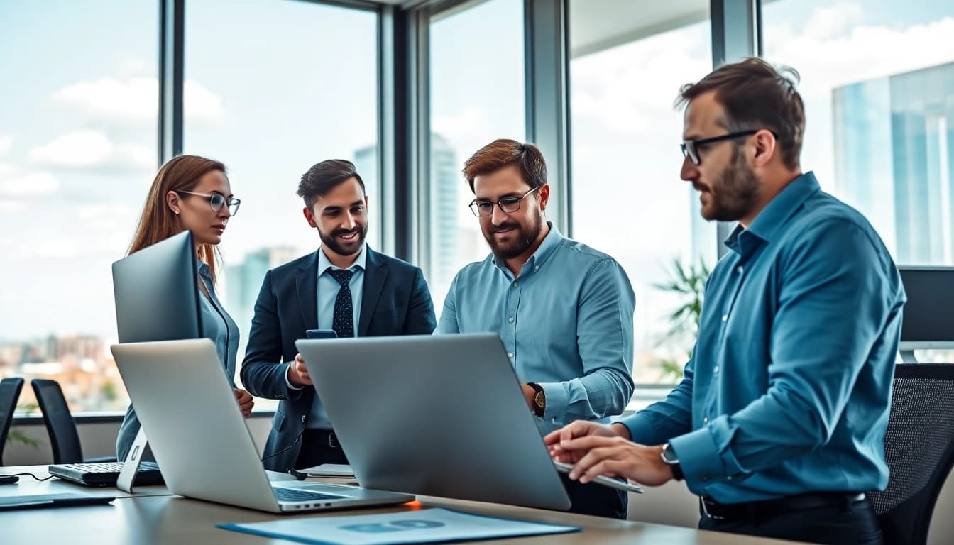 Providing managed IT services Lakeland with expert consultants collaborating in a modern office.