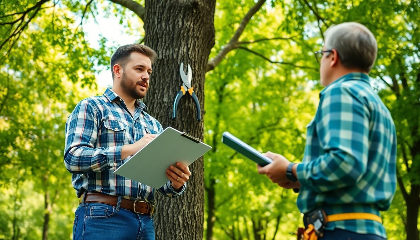 Black Mountain Tree Consultancy's expert arborist assessing trees in a vibrant forest.