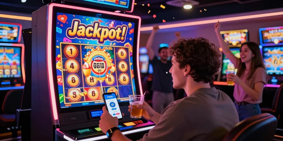 Person celebrating a big win on slot depo 1000, with friends enjoying the vibrant atmosphere.