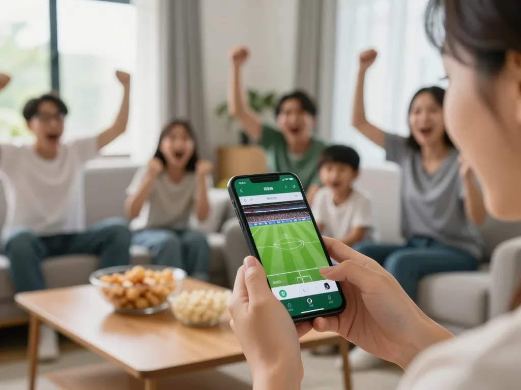 Bóng đá lu live score betting with smartphone app, capturing the excitement of sports viewing.