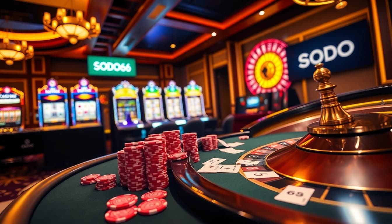 Experience thrilling gameplay at SODO66 with vibrant casino elements and professional atmosphere.