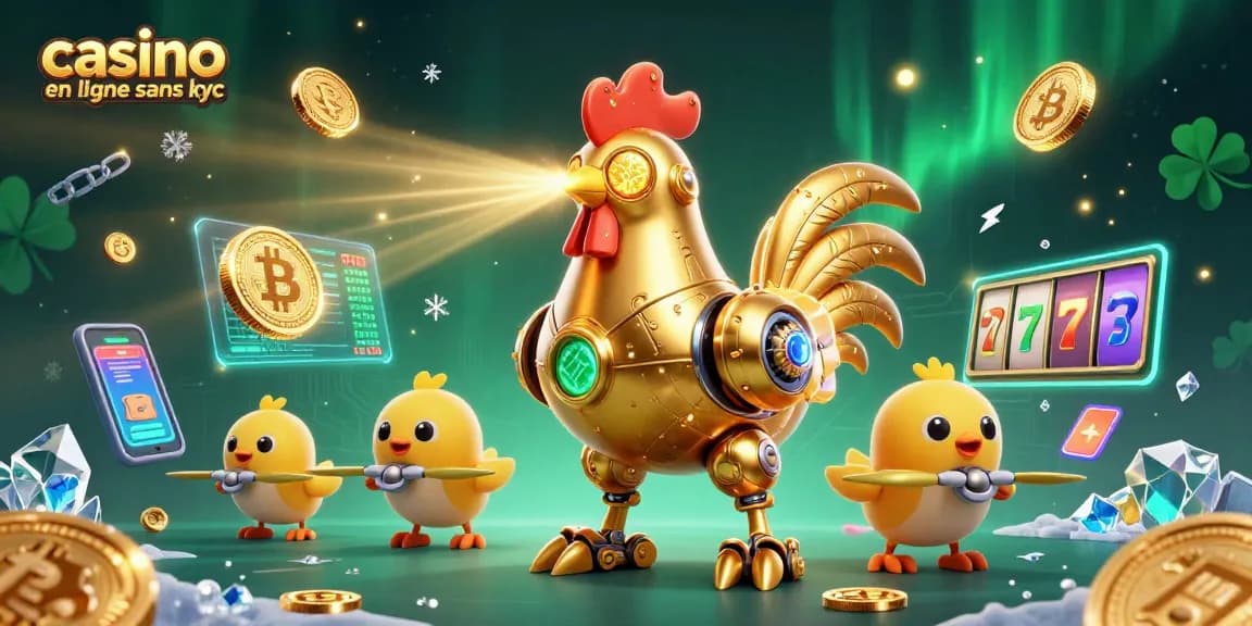 Accédez à des jeux excitants dans un casino en ligne sans kyc, avec un robot doré et des drones-chicks.