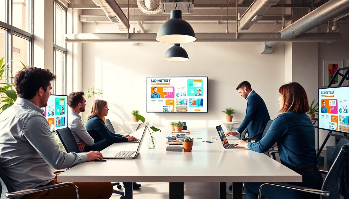 Crafting affordable web design essex strategies with a collaborative team in a modern workspace.