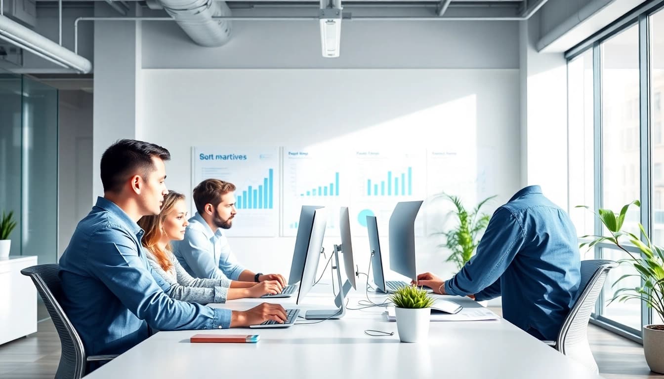 SEO Agency Clearwater team collaborating in a modern office, showcasing digital marketing strategies.