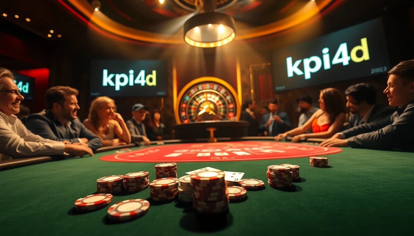 KPI4D players engaged in dynamic casino action at a luxurious poker table.