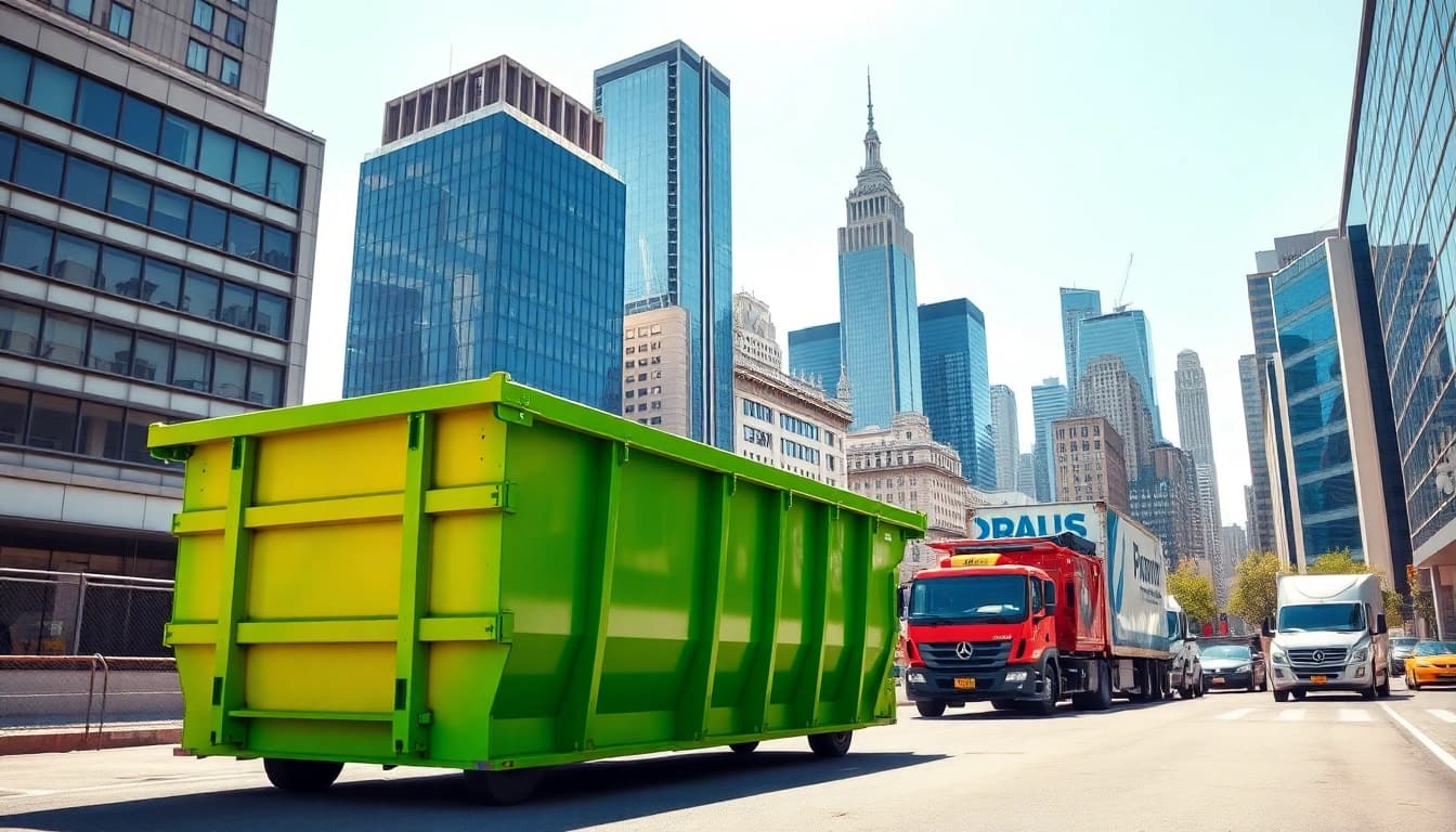 Engaging image showing a dumpster rental service Edmonton AB in a vibrant urban setting.