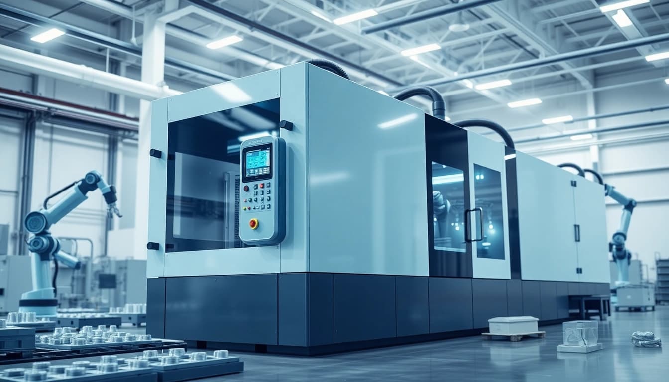 High-precision plastic injection molding machine in modern industrial setting