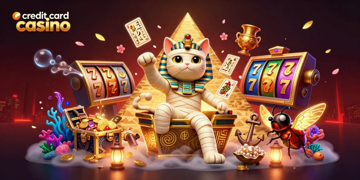 Experience thrilling action at a credit card casino with iconic characters and slot reels in a vibrant atmosphere.
