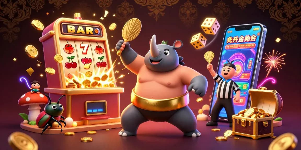 Experience the thrill of slot gacor maxwin with a 3D beetle champion stomping gold coins in an exciting casino scene.
