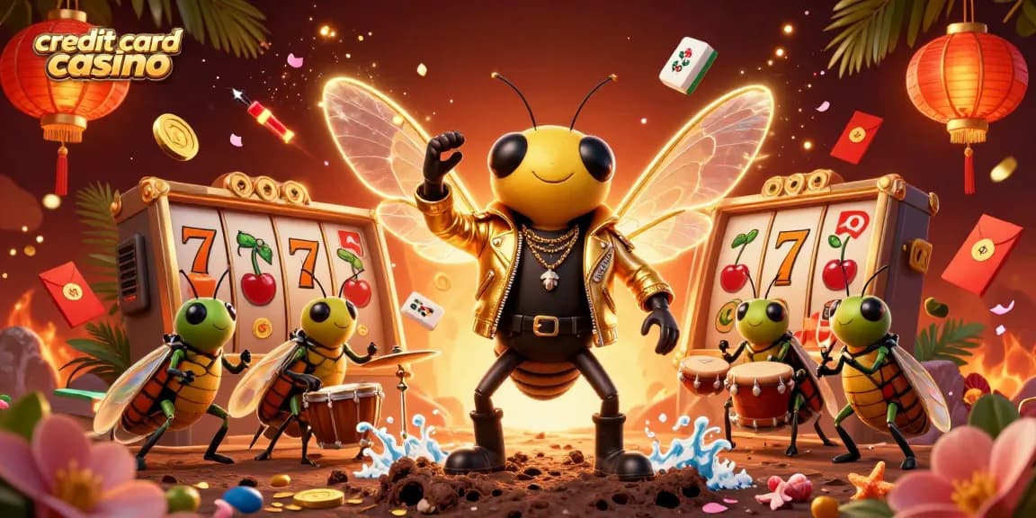 Experience the thrill of a credit card casino with electrifying characters and vibrant game elements.