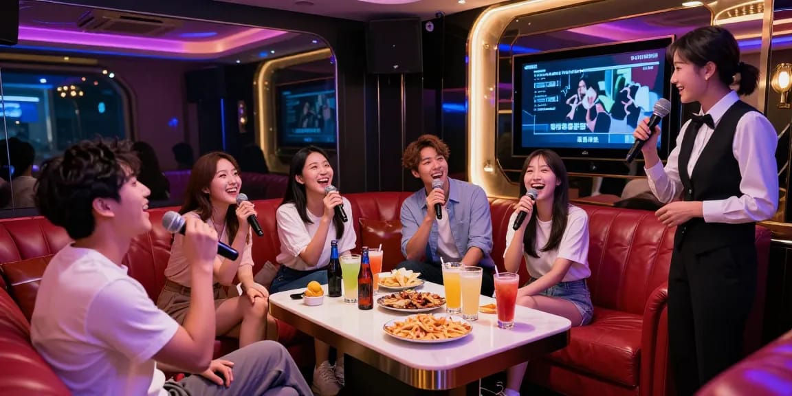 강남 가라오케에서 친구들과 즐기는 화려한 노래방 경험