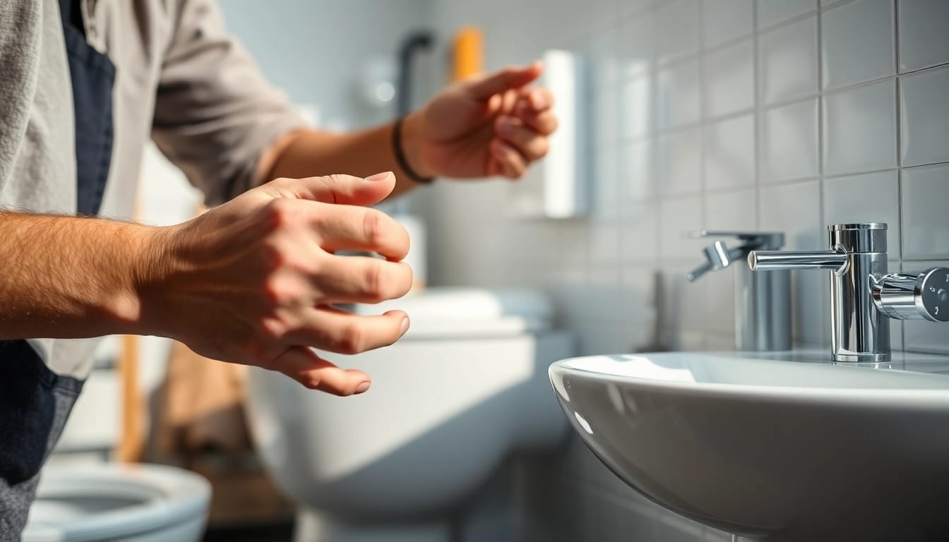 Installateur von sonni sanitär GmbH installiert moderne Sanitäranlagen in einem Badezimmer