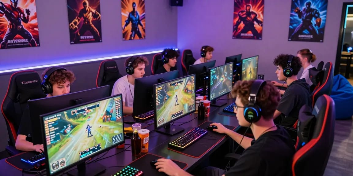 Exciting rokok88 link alternatif gaming scene with players engaged in competitive gameplay and vibrant atmosphere.