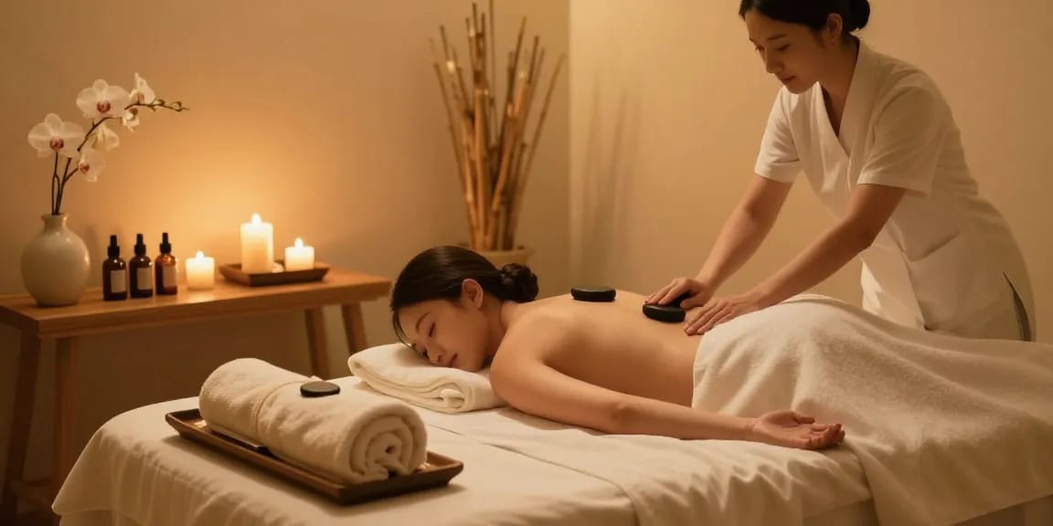 편안한 인천출장마사지와 함께하는 럭셔리 스파 서비스, 마사지 치료로 피로를 풀어주는 모습