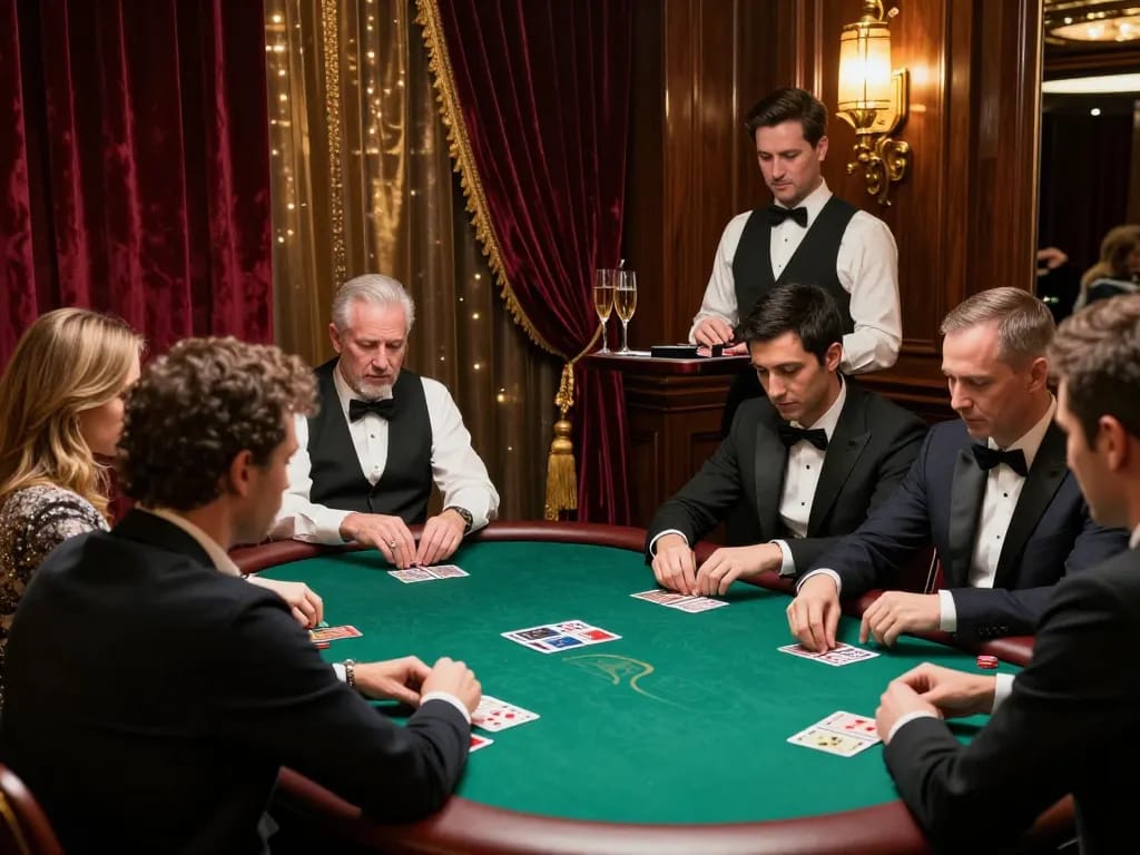 uu88 vip players enjoying an exclusive poker game in a luxurious casino atmosphere
