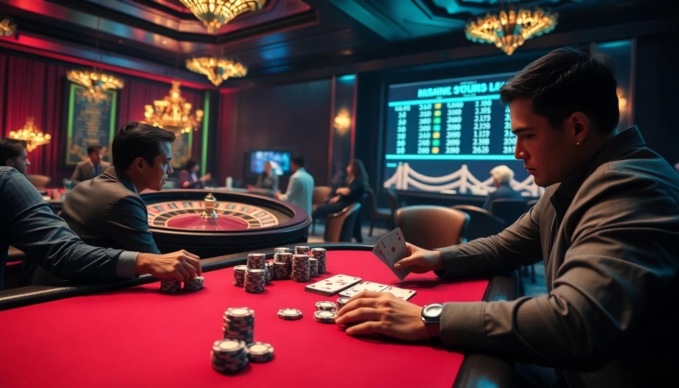 High-stakes gambling scene featuring poker and roulette elements, inspired by https://ecogreenbuilders.in/contact/.