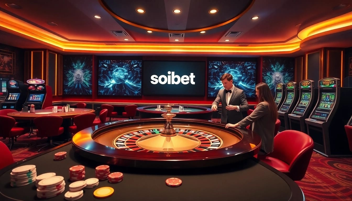Experience the thrill of gambling at soibet ไทย with an exciting casino scene featuring roulette and poker elements.
