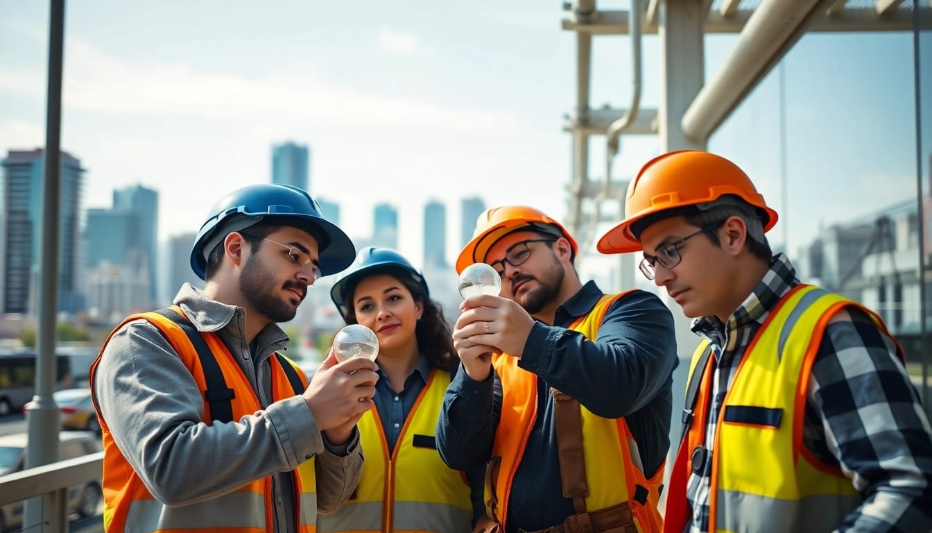 Enhance edmonton lighting maintenance with professional electricians inspecting modern fixtures.
