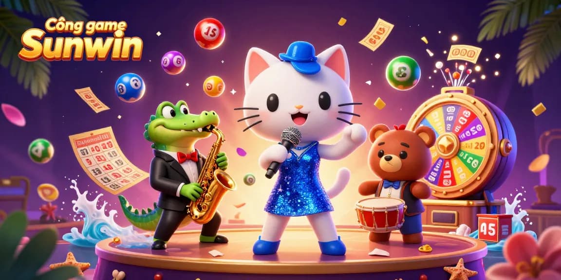 Cổng game Sunwin brings a vibrant casino stage with animated characters and dynamic game elements, showcasing excitement and entertainment.