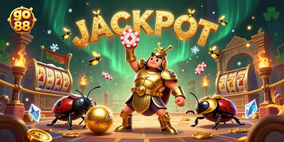 Join the excitement at go 88, celebrating wins with a dynamic illustration of luck and fun in a casino environment.