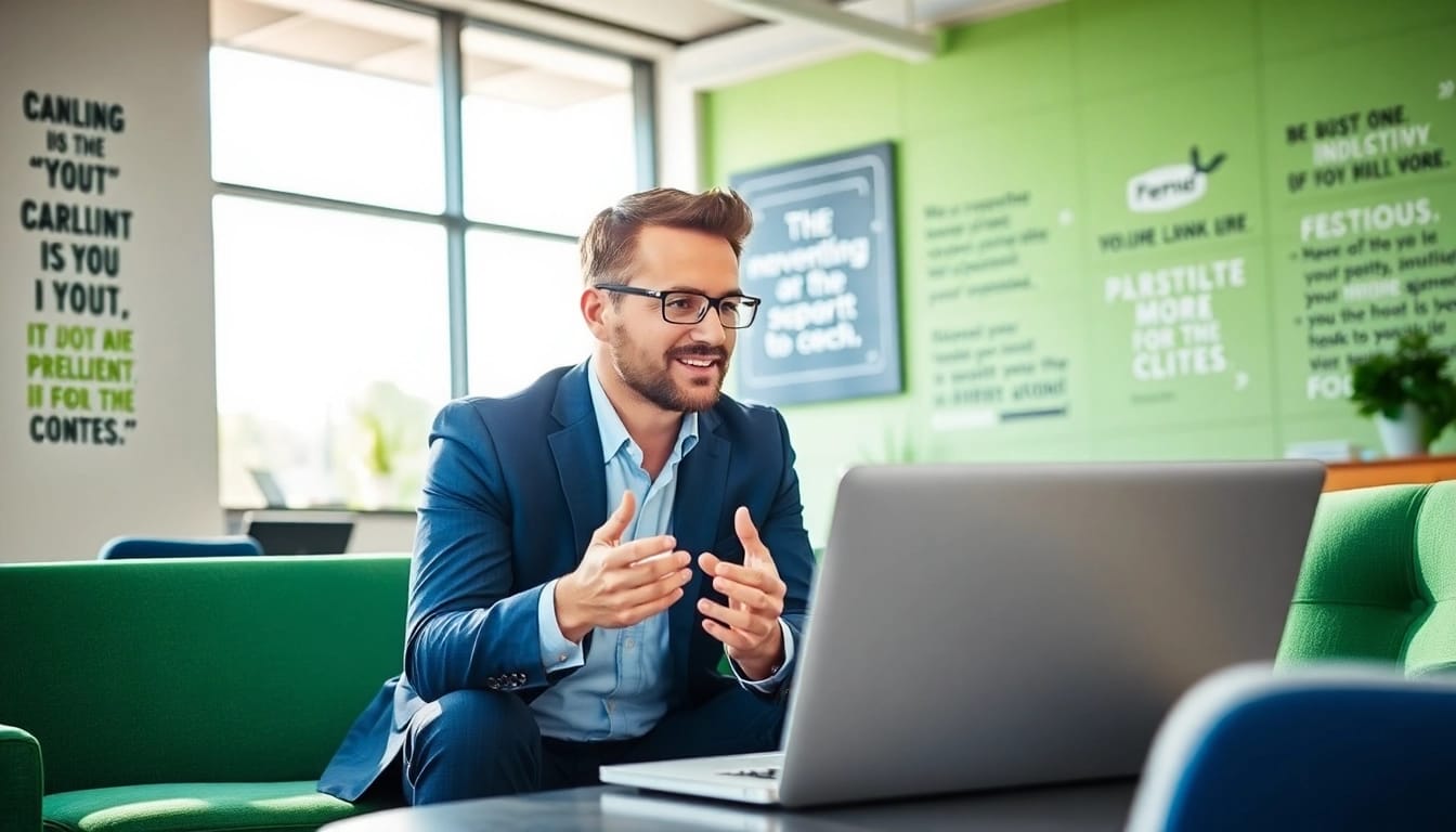Business coach sacramento assisting a client in a bright office environment.
