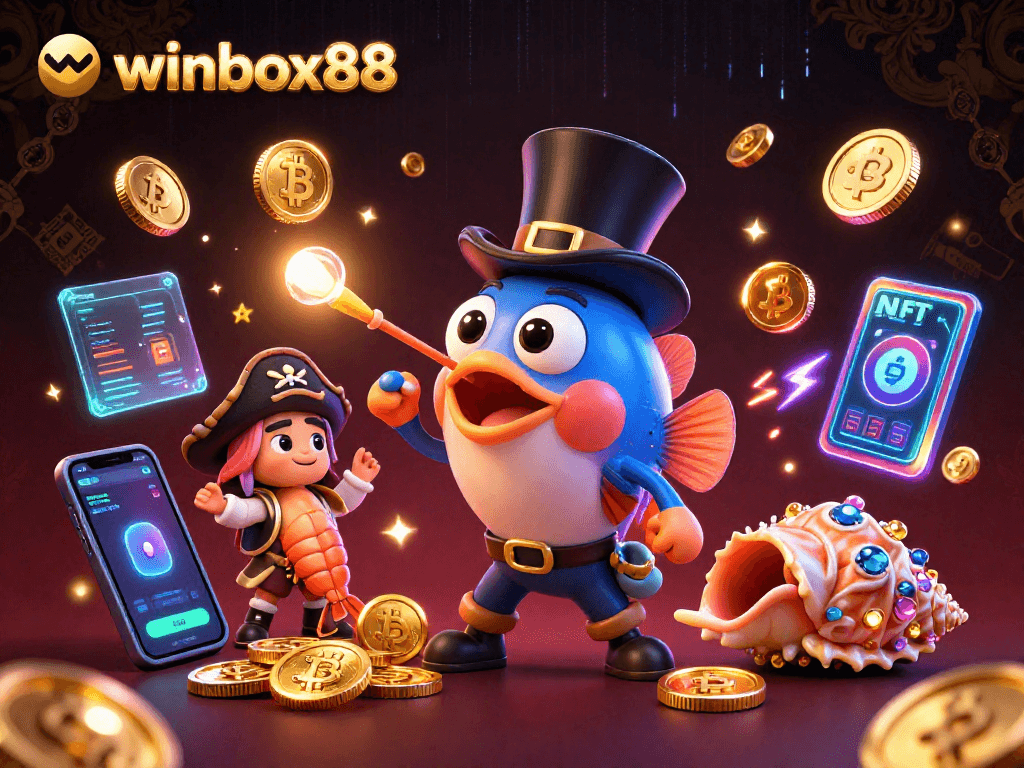 Engage with winbox88's immersive gaming experience featuring vibrant characters in a dynamic casino scene.