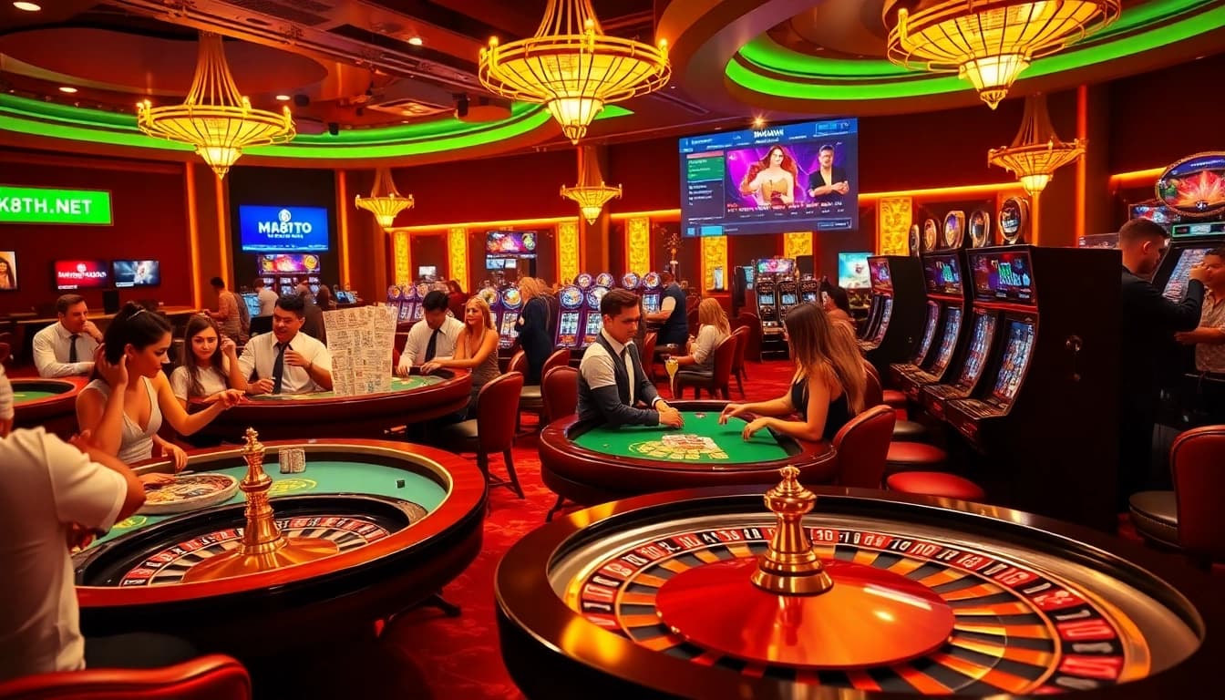 Experience the thrill of gambling at mk8th.net with engaging poker and roulette scenes.