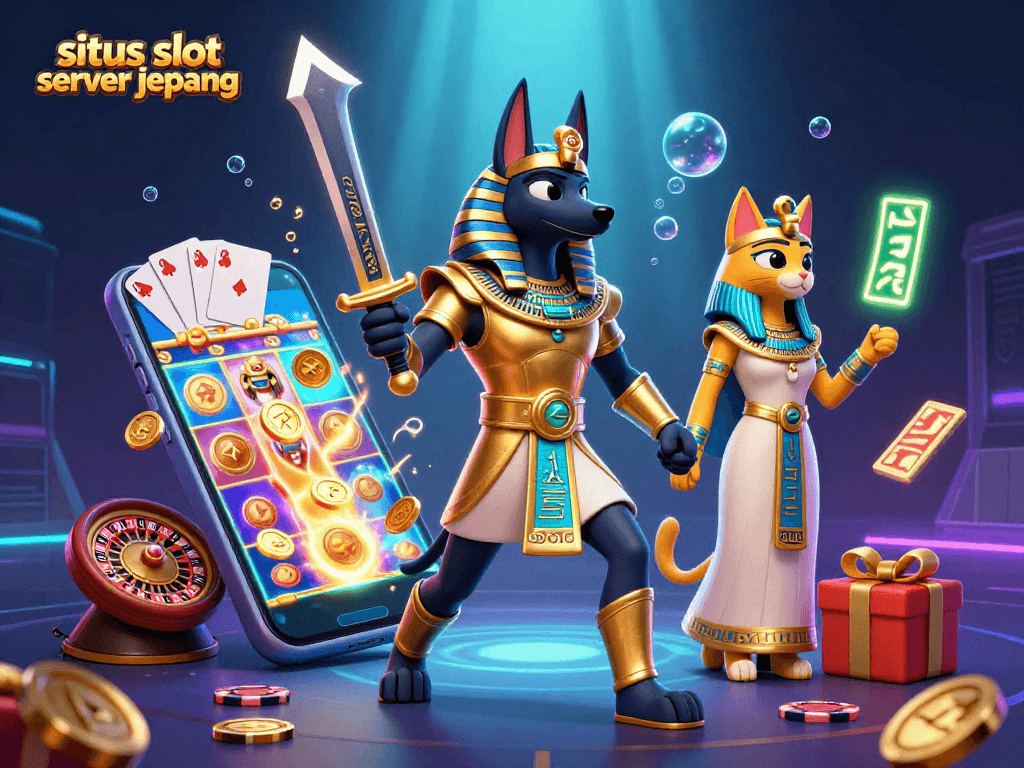 Experience situs slot server jepang excitement with Anubis and Bastet in a rich 3D illustration.