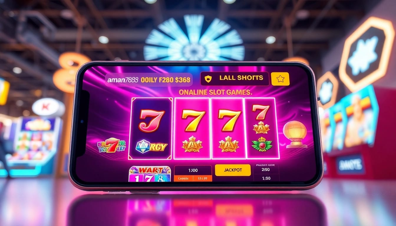 Online gaming interface showcasing aman788's vibrant slot games and daily bonuses.