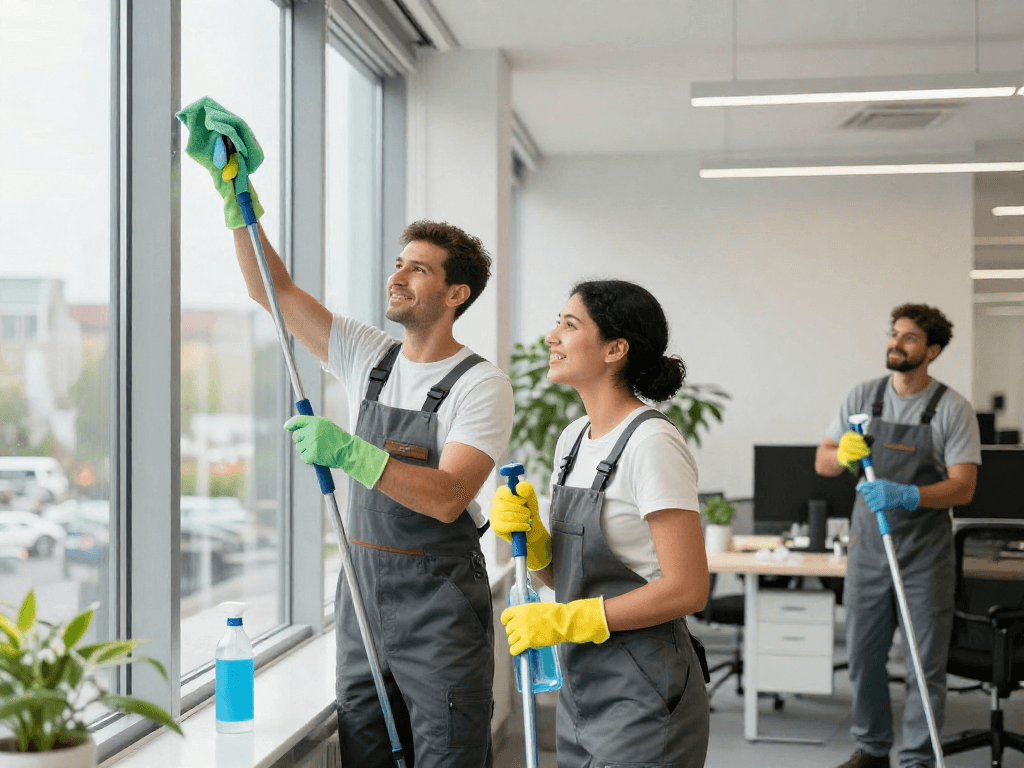 Reinigungsunternehmen Dortmund - Professionelles Reinigungsteam reinigt Büros mit umweltfreundlichen Produkten in Dortmund.