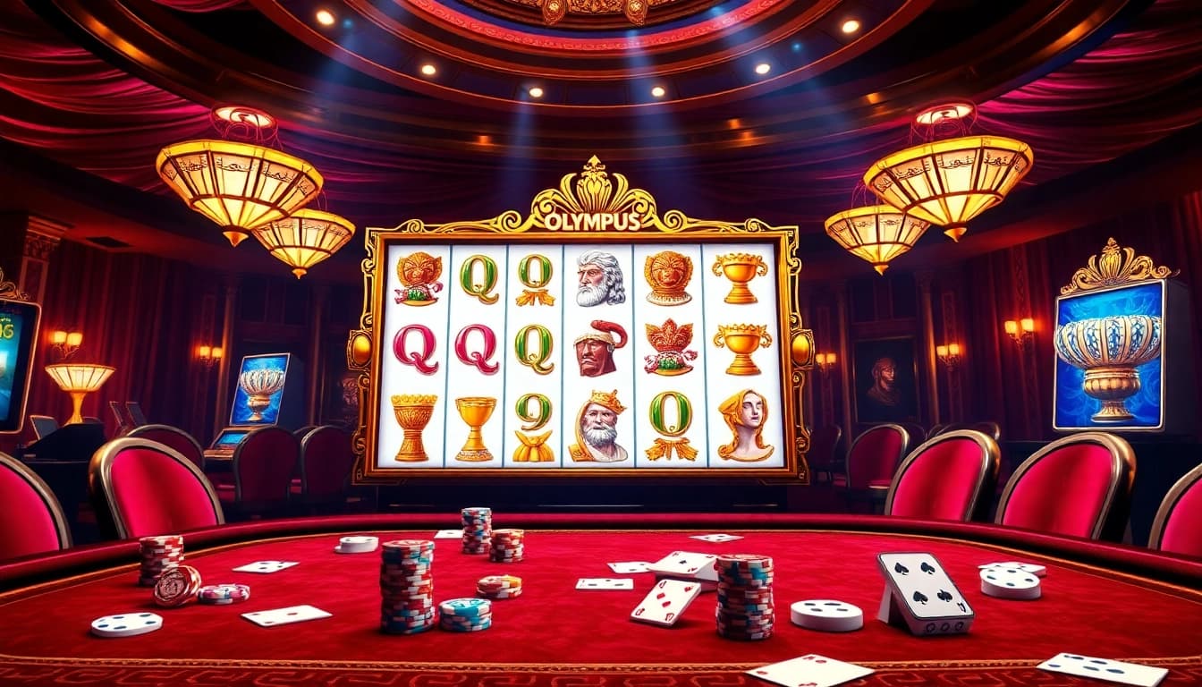 Rasakan sensasi Olympus 1000 dengan gameplay mesin slot yang berwarna-warni di lingkungan kasino mewah.