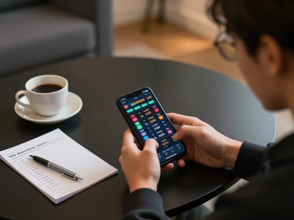 Engaging sports betting session on okwin with live odds displayed on smartphone