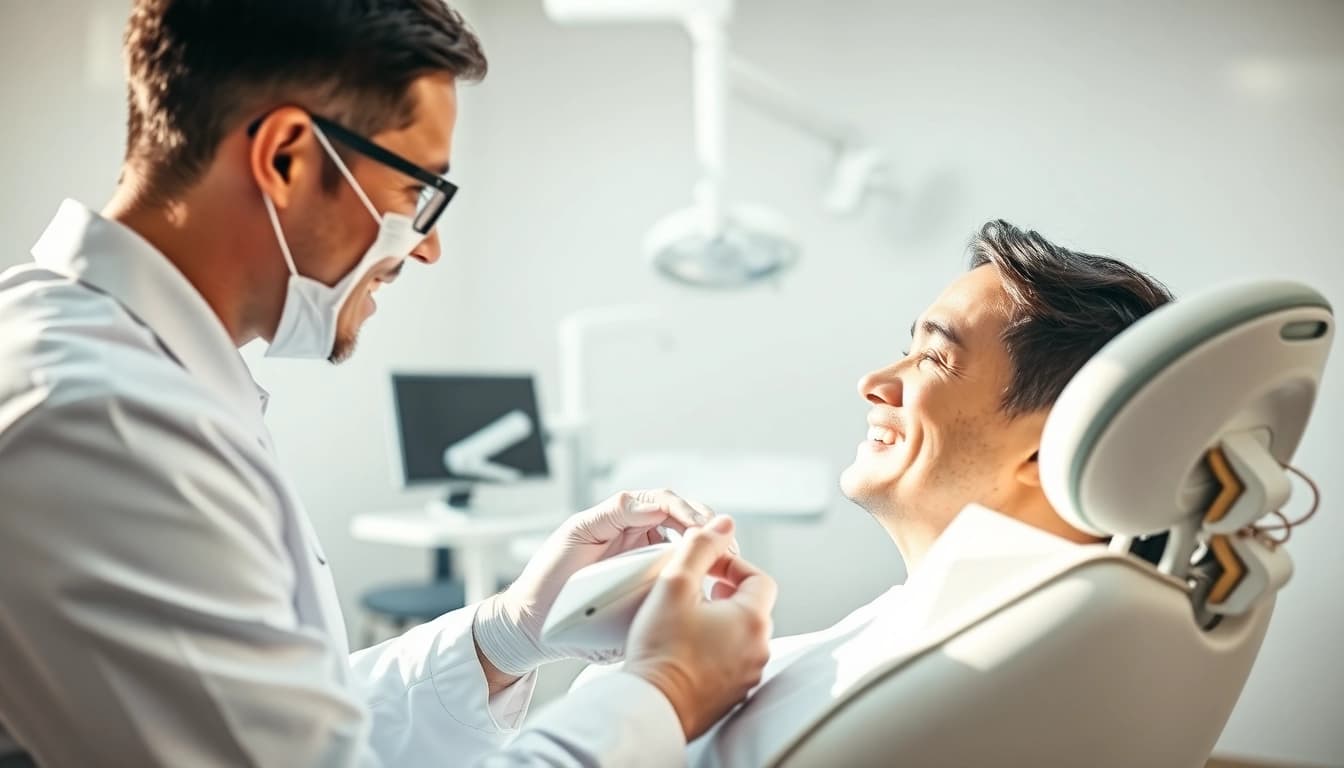 Orthodontist near by me engaged with a patient in a modern dental clinic setting.