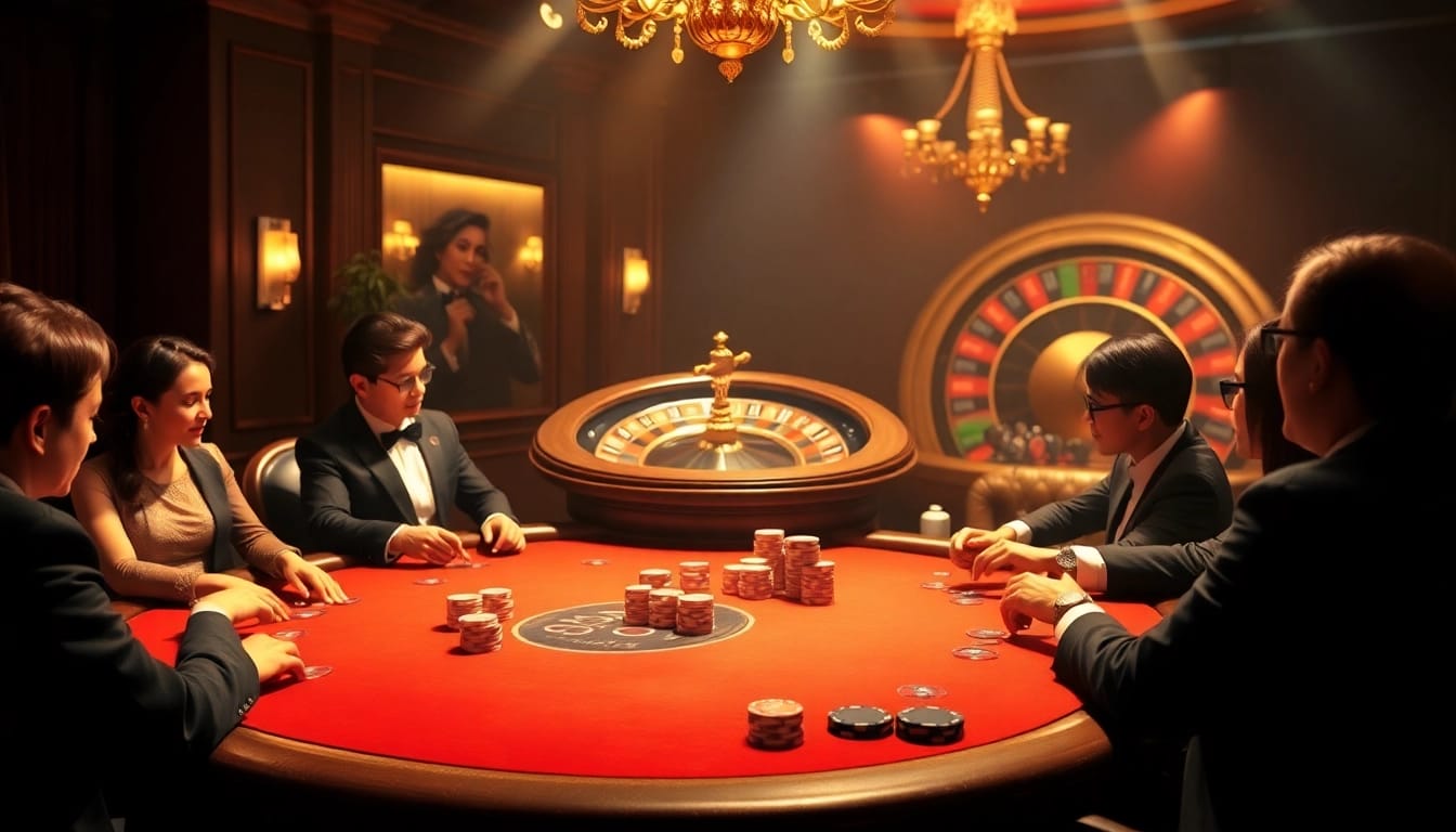 Engaging players at kkwin.com in a dynamic online casino setting with poker chips and a roulette wheel.