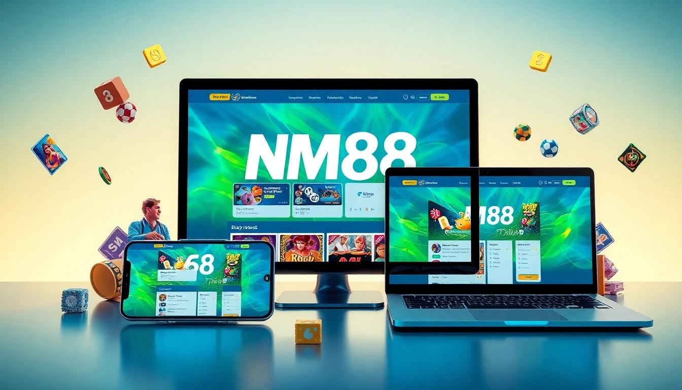 MM88 online gaming platform interface on multiple devices showcasing vibrant entertainment features.