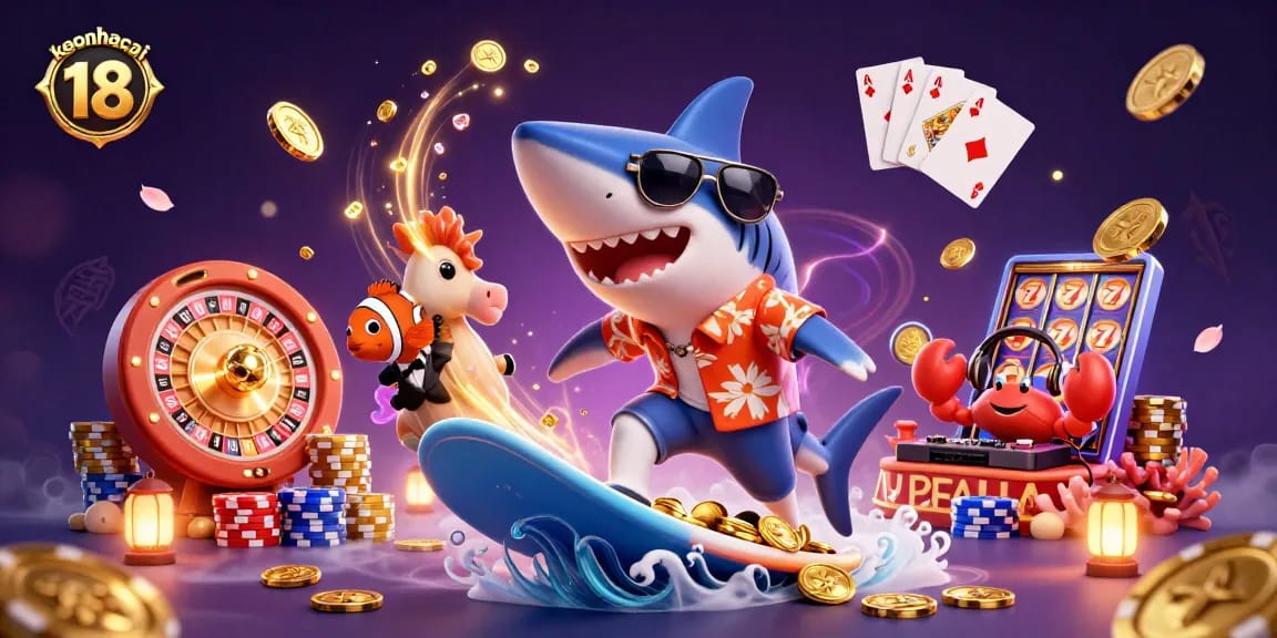 Experience thrilling action at keonhacai 18 with a vibrant underwater casino scene filled with excitement.