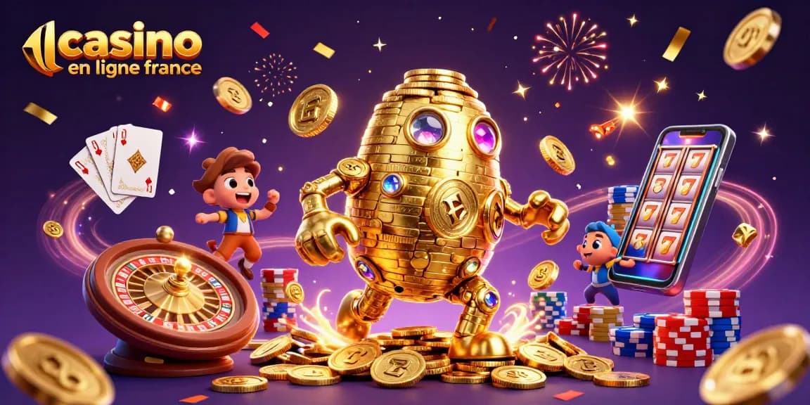 Profitez d'une expérience de jeu unique sur casino en ligne france avec un golem d'or et des pièces scintillantes.