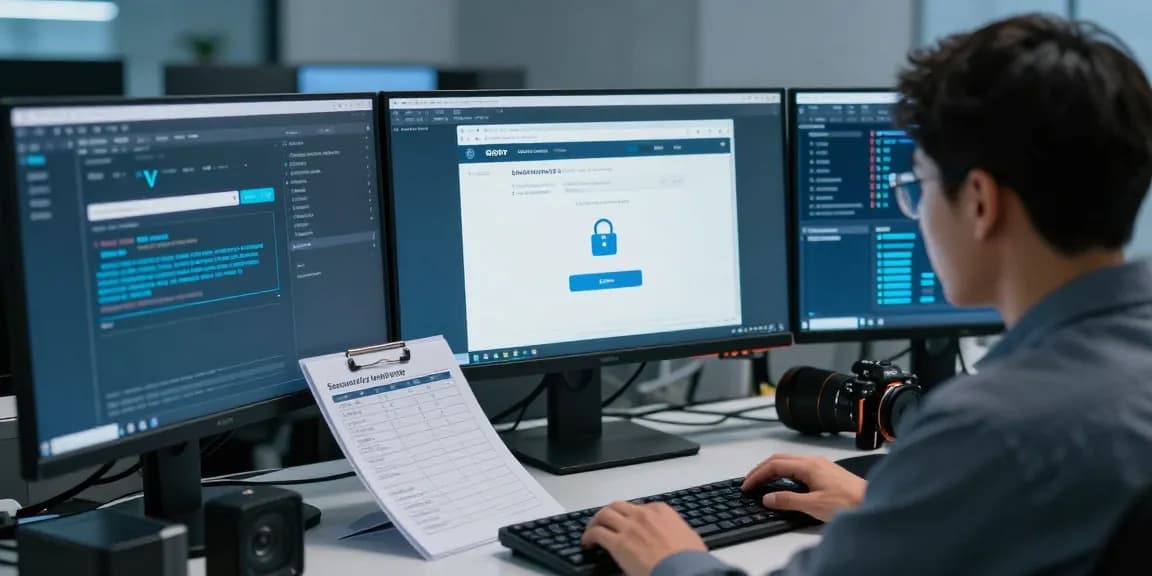 Professional security verification process on shs-dome5.com with multiple monitors and detailed display.
