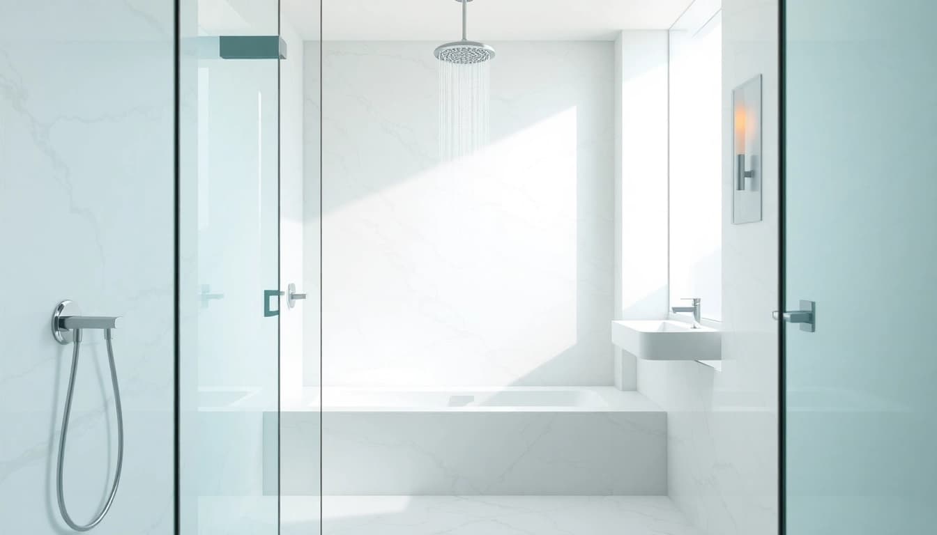 Capture the serenity of elegant showers au featuring modern design and luxurious finishes.