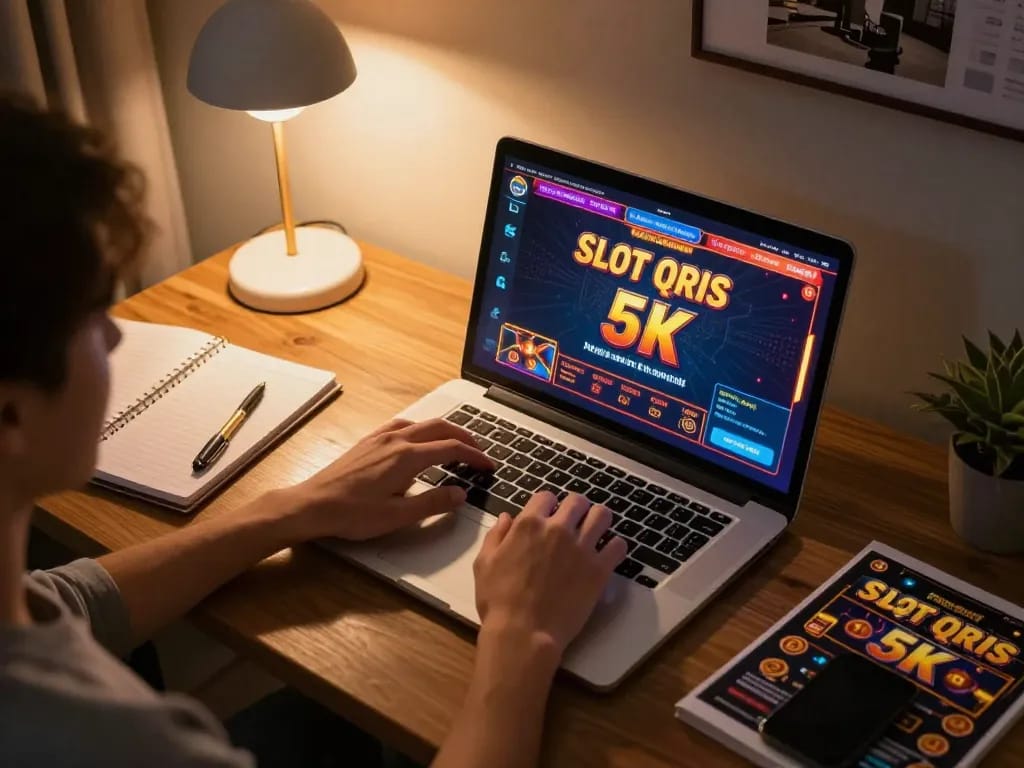 Engaging in oli4d login for Slot QRIS 5K in a cozy home workspace.