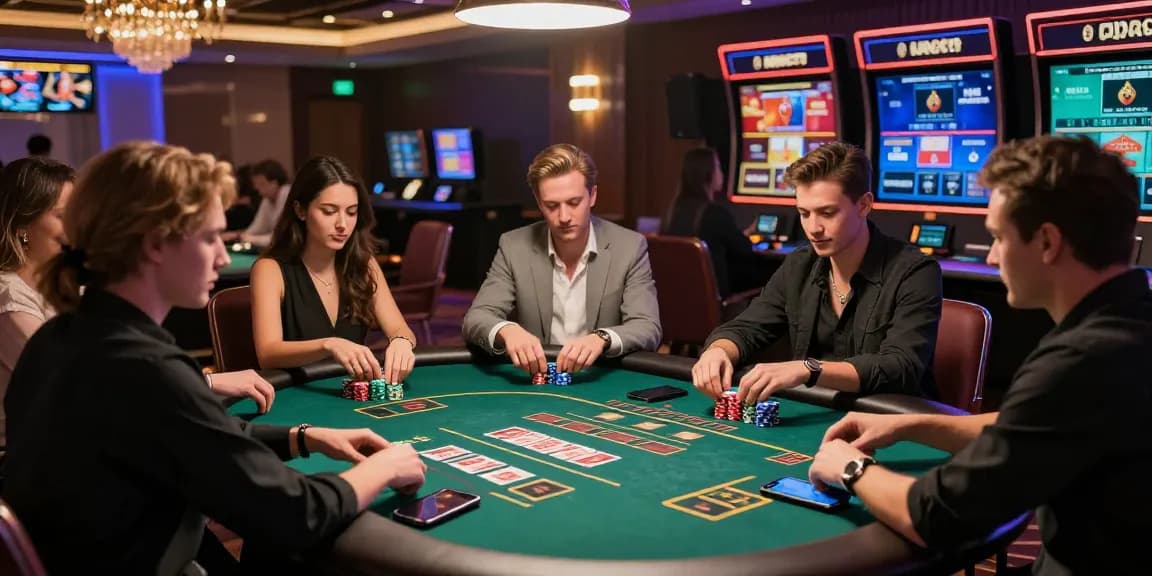 Players enjoying games at credit card online casinos with vibrant ambiance and modern technology.