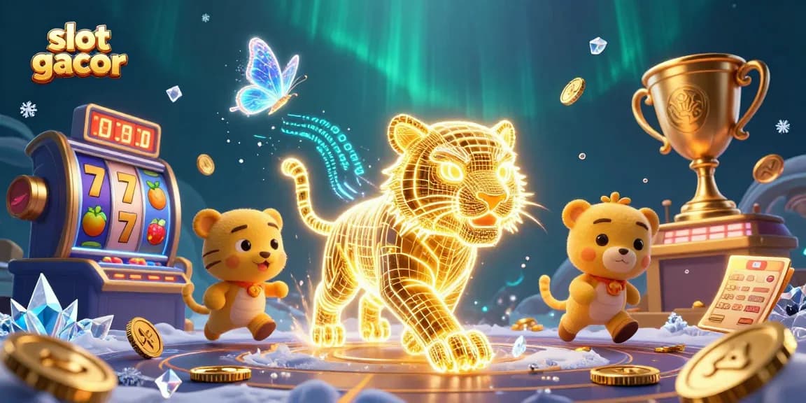 Experience the thrill of slot gacor with vibrant 3D casino illustration showcasing dynamic game elements and vibrant characters.