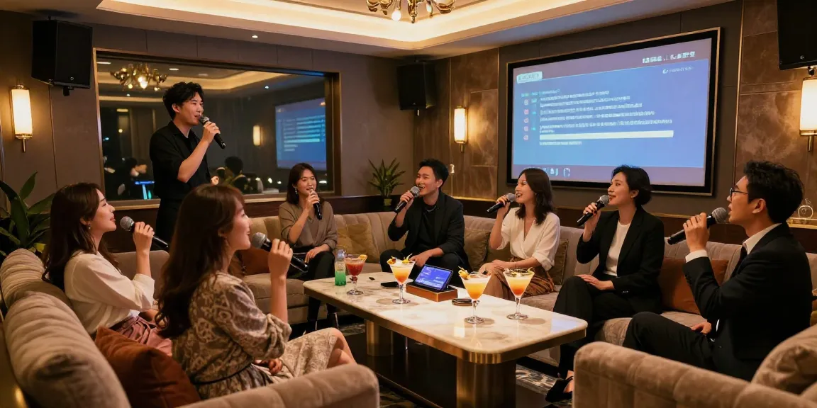 강남쩜오의 프리미엄 가라오케 라운지에서 손님들이 즐거운 시간을 보내고 있는 모습, gugudanlounge.com/에 적합한 고급스러운 분위기