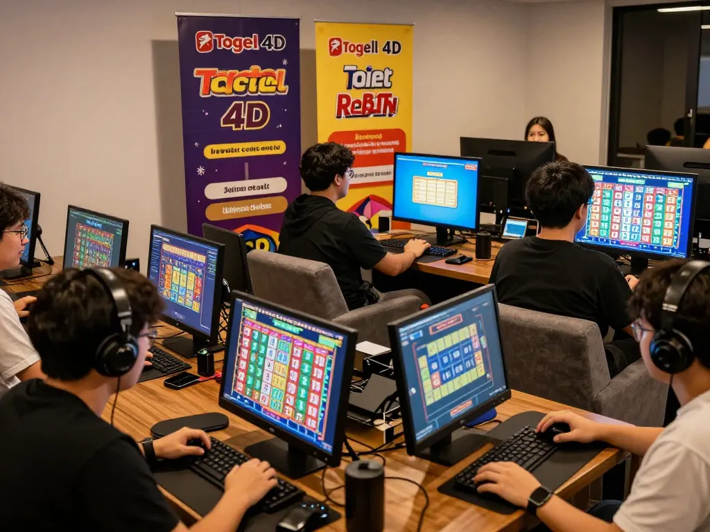Excited players enjoying Togel 4D gaming session with vibrant graphics and community atmosphere