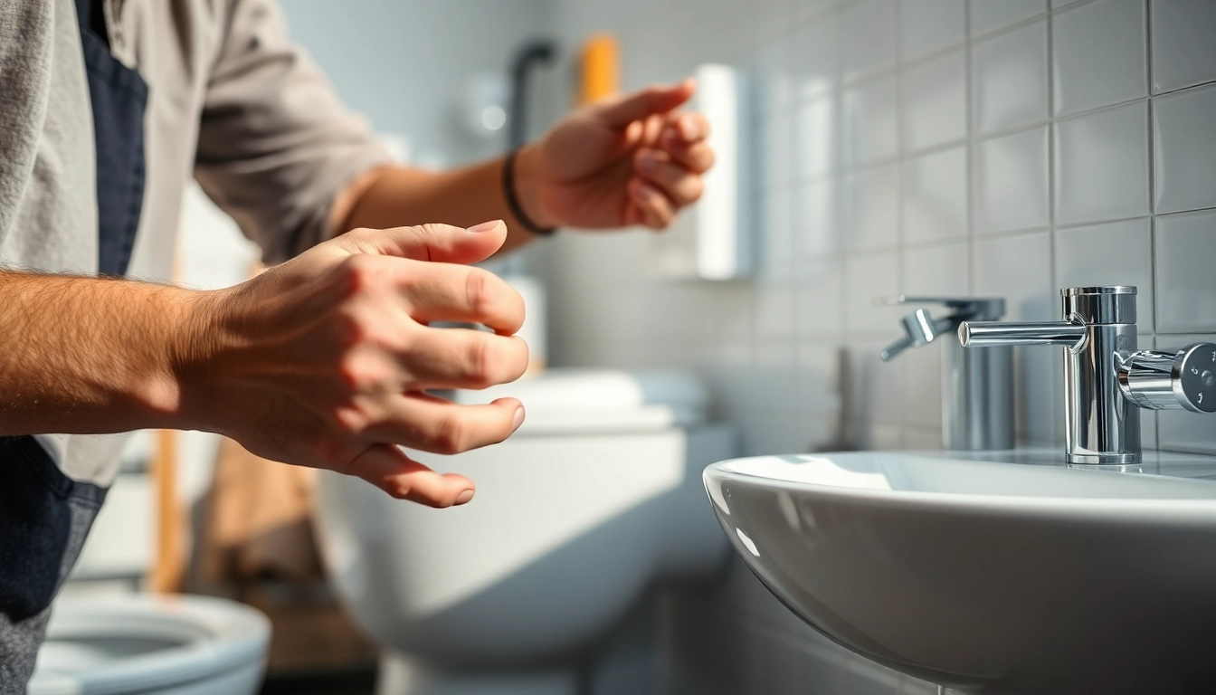 Installateur von sonni sanitär GmbH installiert moderne Sanitäranlagen in einem Badezimmer