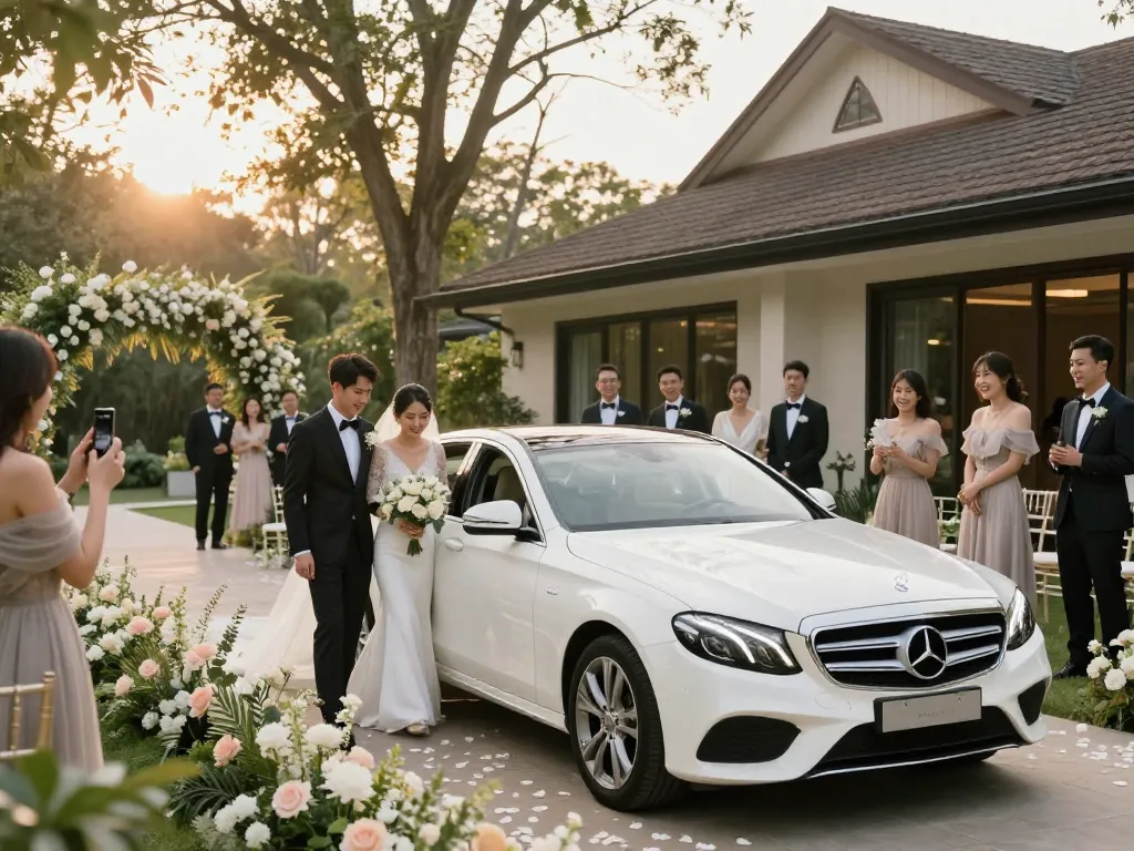 Thuê một chiếc xe cưới sang trọng như Mercedes sẽ nâng cao sự thanh lịch cho ngày trọng đại của bạn.