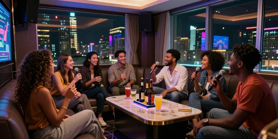 강남구구단 프리미엄 노래방에서 즐거운 시간을 보내는 친구들