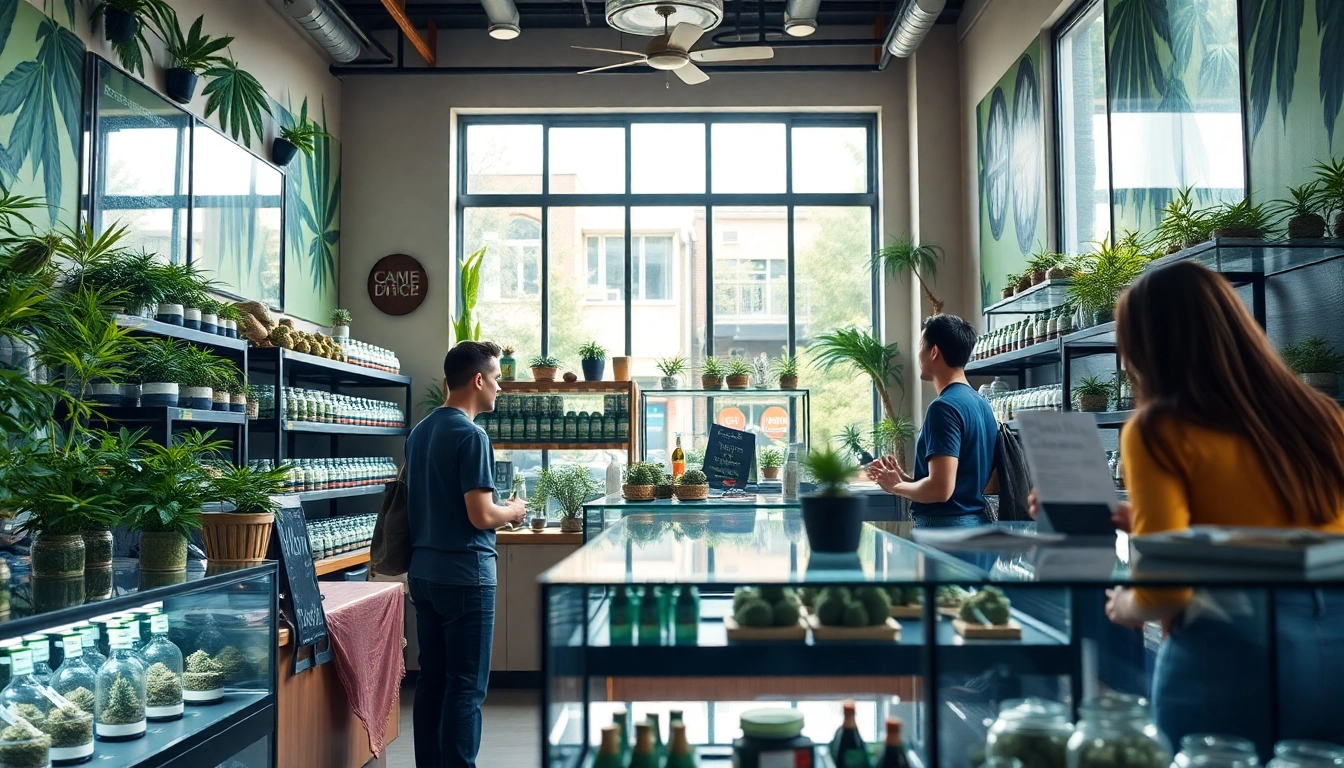Club Cannabis Lloret de Mar pour Français, vibrant cannabis shop interior with diverse products.