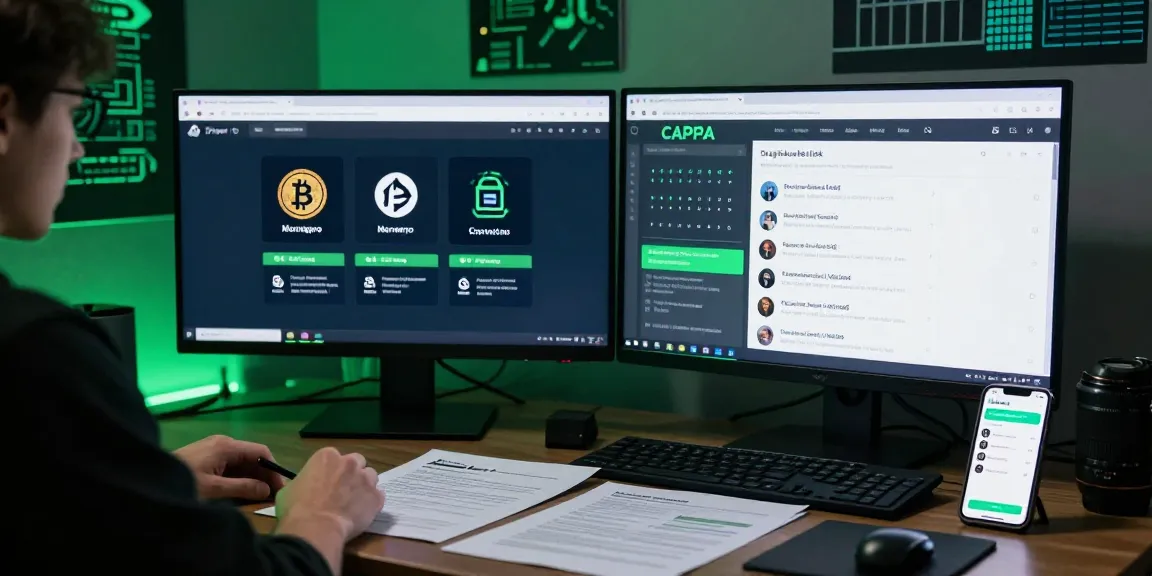 Accessing DrugHub Market Link, XMR-only darknet marketplace on a secure workstation with Monero graphics.